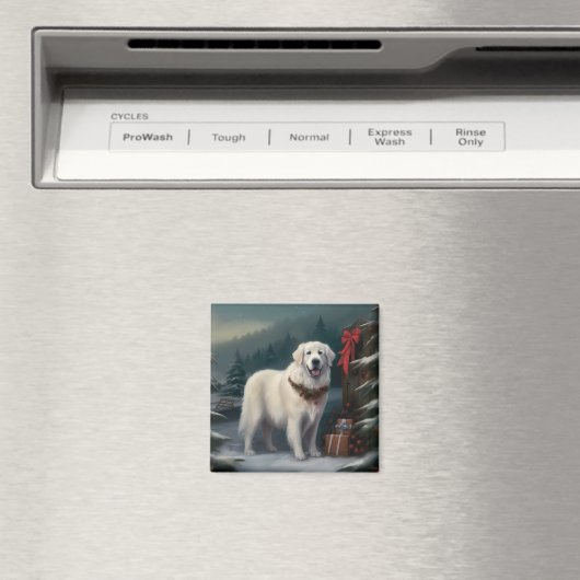 Grote Pyreneeën Hond in Sneeuw Kerstmis Magneet (Insitu (Vaatwasser))