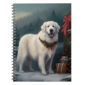 Grote Pyreneeën Hond in Sneeuw Kerstmis Notitieboek (Voorkant)