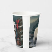 Grote Pyreneeën Hond in Sneeuw Kerstmis Papieren Bekers (Rechts)