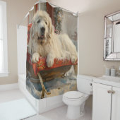 Grote Pyreneeën Hond Kerstfeest Douchegordijn (In situ)