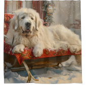 Grote Pyreneeën Hond Kerstfeest Douchegordijn (Voorkant)