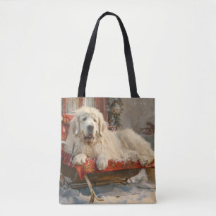 Grote Pyreneeën Hond Kerstfeest Draagtas