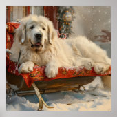 Grote Pyreneeën Hond Kerstfeest Poster (Voorkant)