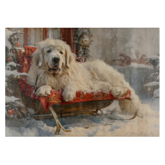 Grote Pyreneeën Hond Kerstfeest Snijplank (Voorkant)