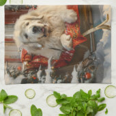 Grote Pyreneeën Hond Kerstfeest Theedoek (Gevouwen)