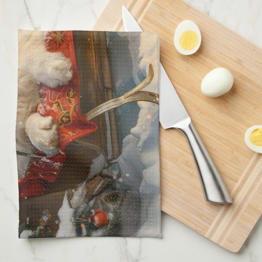 Grote Pyreneeën Hond Kerstfeest Theedoek (Quarter Fold)