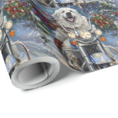 Grote Pyreneeën Hond Rijden Motorfiets Kerstmis Cadeaupapier (Rol Hoek)
