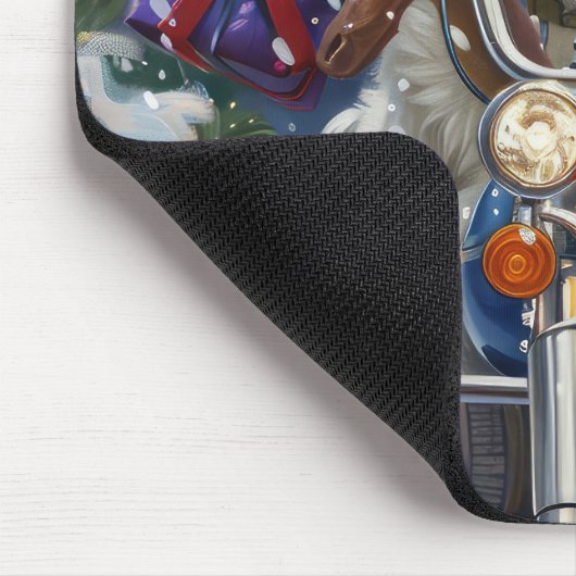 Grote Pyreneeën Hond Rijden Motorfiets Kerstmis Muismat (Hoek)