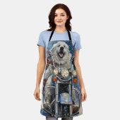 Grote Pyreneeën Hond Rijden Motorfiets Kerstmis Schort (Gedragen)