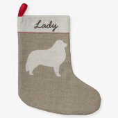 Grote Pyreneeën Hond Silhouet Faux Linnen Style Py Kleine Kerstsok (Voorkant)