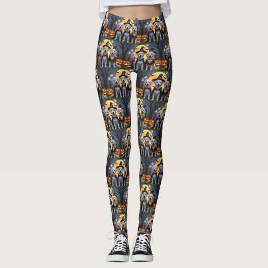 Grote Pyreneeën Honden Pompoen Halloween Grappig Leggings (Voorkant)