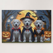 Grote Pyreneeën Honden Pompoen Halloween Grappig Legpuzzel (Horizontaal)
