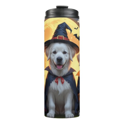 Grote Pyreneeën Honden Pompoen Halloween Grappig Thermosbeker (Voorkant)