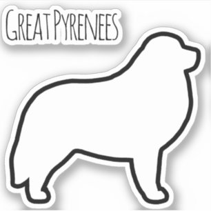 Grote Pyreneeën Hondenras Silhouet Vinyl Sticker