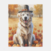 Grote Pyreneeën in de herfst verlaten de Thanksgiv Fleece Deken (Voorkant)