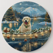 Grote Pyreneeën Kerst Feestelijke reis Ronde Button 6,0 Cm (Voorkant)