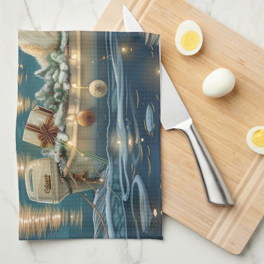 Grote Pyreneeën Kerst Feestelijke reis Theedoek (Quarter Fold)