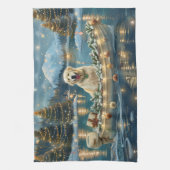 Grote Pyreneeën Kerst Feestelijke reis Theedoek (Verticaal)