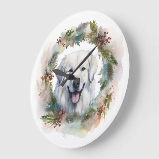 Grote Pyreneeën Kerstkrans Feestelijke Pup Grote Klok (Hoek)