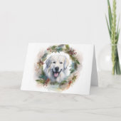 Grote Pyreneeën Kerstkrans Feestelijke Pup Kaart (Voorkant)