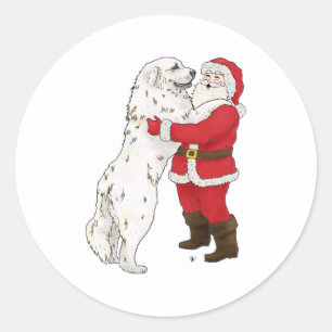 Grote Pyreneeën Kerstmis Groet Ronde Sticker