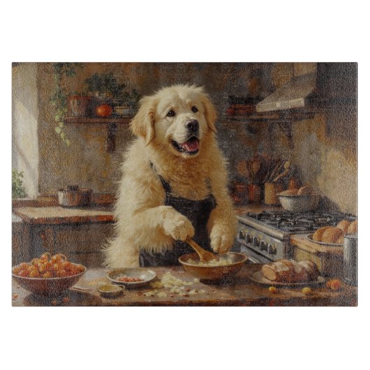 Grote Pyreneeën Koken in Keuken Snijplank (Voorkant)