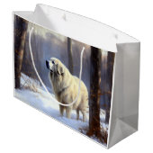 Grote Pyreneeën Laat het sneeuwen Kerstmis Groot Cadeauzakje (Achterkant Gekanteld)