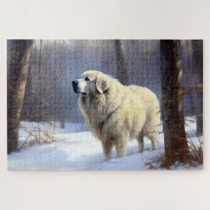 Grote Pyreneeën Laat het Sneeuwen Kerstmis Legpuzzel