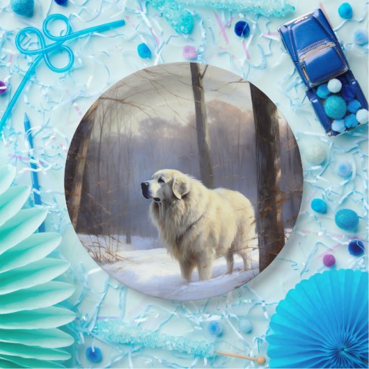 Grote Pyreneeën Laat het sneeuwen Kerstmis Papieren Bordje (Feest)