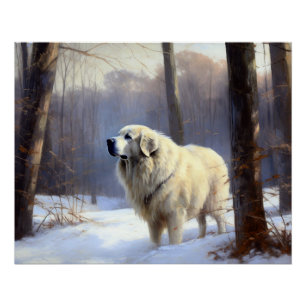 Grote Pyreneeën Laat het sneeuwen Kerstmis Perfect Poster