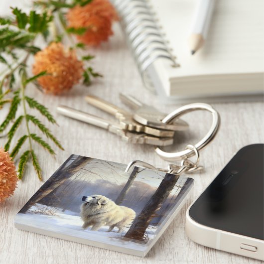 Grote Pyreneeën Laat het sneeuwen Kerstmis Sleutelhanger (Voorkant Rechts)