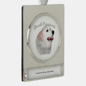 Grote Pyreneeën Mam 2 Verzilverd Banner Ornament (Rechts)