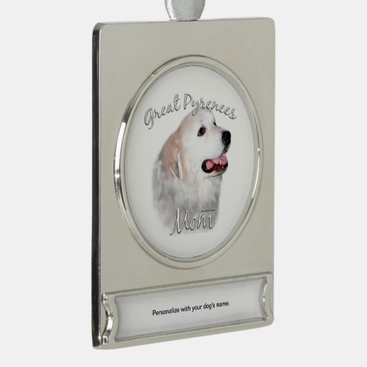 Grote Pyreneeën Mam 2 Verzilverd Banner Ornament (Rechts)