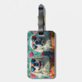 Grote Pyreneeën met hart Rozen Valentijnsdag Bagagelabel (Achterkant verticaal)