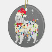 Grote Pyreneeën met kerstlicht en mam pap Keramisch Ornament (Links)