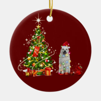 Grote Pyreneeën met kerstmis met Pet Keramisch Ornament