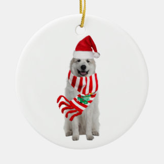Grote Pyreneeën met kerstmis met Pet Keramisch Ornament