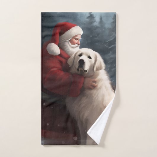 Grote Pyreneeën met Sinterklaas Feestelijke Kerstm Bad Handdoek (Handdoek)