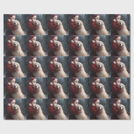 Grote Pyreneeën met Sinterklaas Feestelijke Kerstm Cadeaupapier (Vlak)