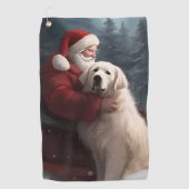 Grote Pyreneeën met Sinterklaas Feestelijke Kerstm Golfhanddoek (Voorkant)