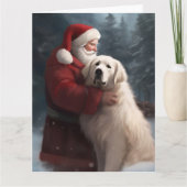 Grote Pyreneeën met Sinterklaas Feestelijke Kerstm Kaart (Voorkant)