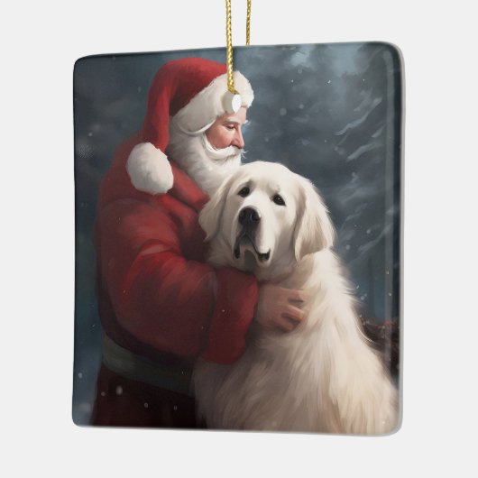 Grote Pyreneeën met Sinterklaas Feestelijke Kerstm Keramisch Ornament (Links)