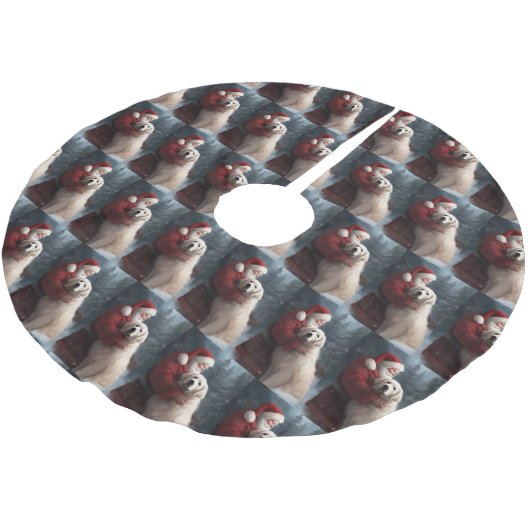 Grote Pyreneeën met Sinterklaas Feestelijke Kerstm Kerstboom Rok (Gekanteld)