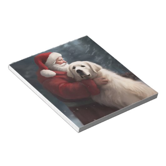 Grote Pyreneeën met Sinterklaas Feestelijke Kerstm Notitieblok (Schuin)