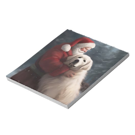 Grote Pyreneeën met Sinterklaas Feestelijke Kerstm Notitieblok (Gedraaid)