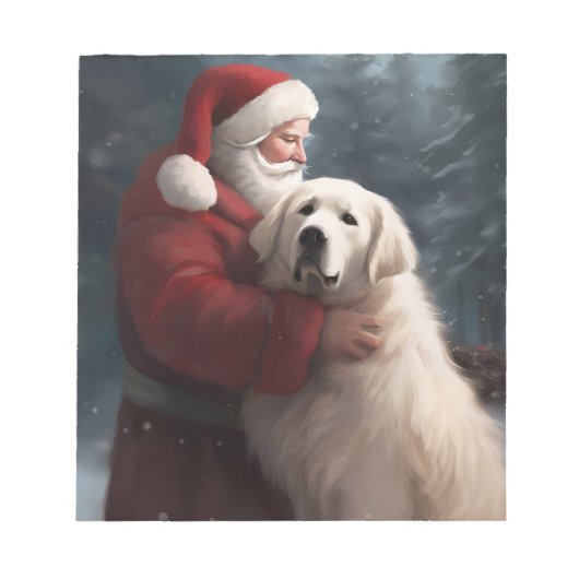 Grote Pyreneeën met Sinterklaas Feestelijke Kerstm Notitieblok (Voorkant)