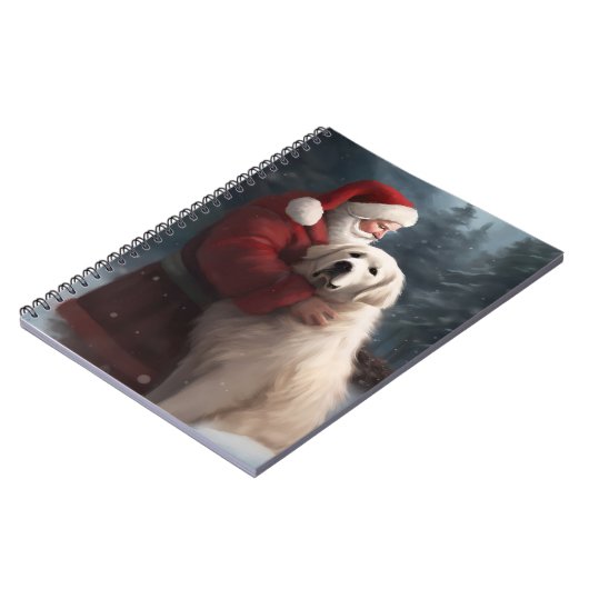 Grote Pyreneeën met Sinterklaas Feestelijke Kerstm Notitieboek (Linkerzijde)