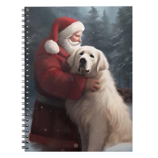 Grote Pyreneeën met Sinterklaas Feestelijke Kerstm Notitieboek (Voorkant)