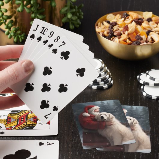 Grote Pyreneeën met Sinterklaas Feestelijke Kerstm Pokerkaarten (Insitu)