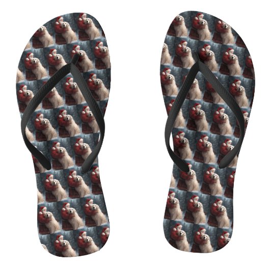 Grote Pyreneeën met Sinterklaas Feestelijke Kerstm Teenslippers (Voetbed)